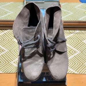 J. Crew Grey Suede MacAlister Wedge Ankle Boots Size 7